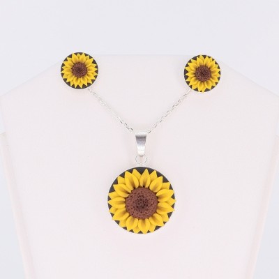 Set cercei cu pandantiv Sunflower