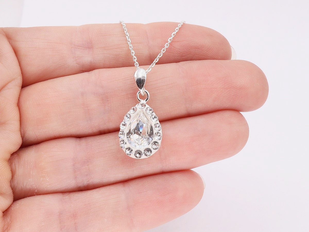 Pandantiv mireasa din argint cu cristale Swarovski