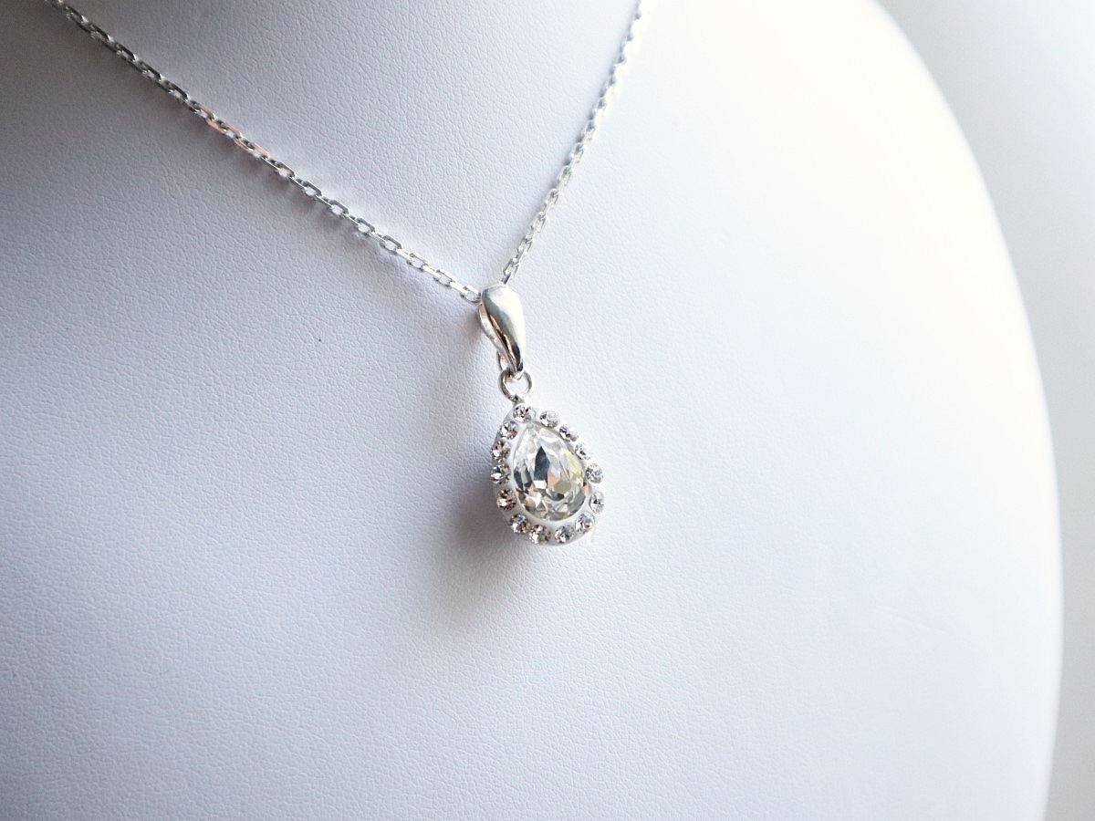 Pandantiv mireasa din argint cu cristale Swarovski